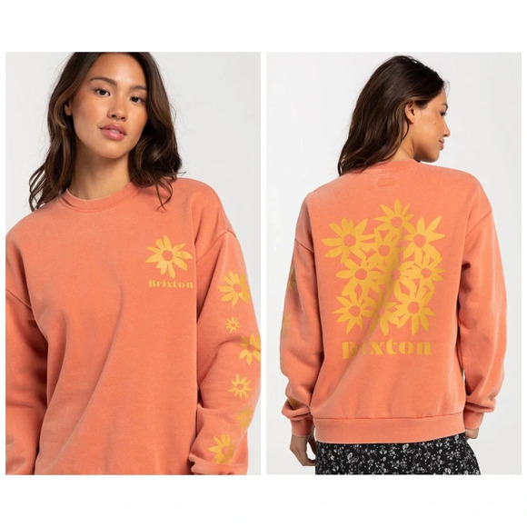 Brixton Tops - Brixton Amarillo Creek Crew Neck Sweatshirt In Apricot Size XS